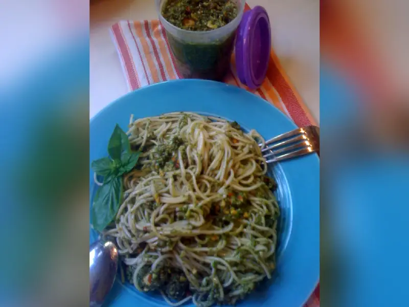 Pesto with angel hair pasta